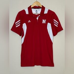 Nebraska Huskers Adidas Climalite Scorch Red/White Polo Golf Shirt